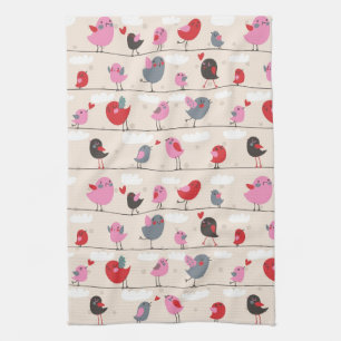 Birds in Love Tea Towel