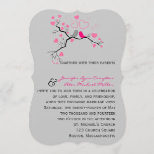 Birds in love wedding invitation. invitation