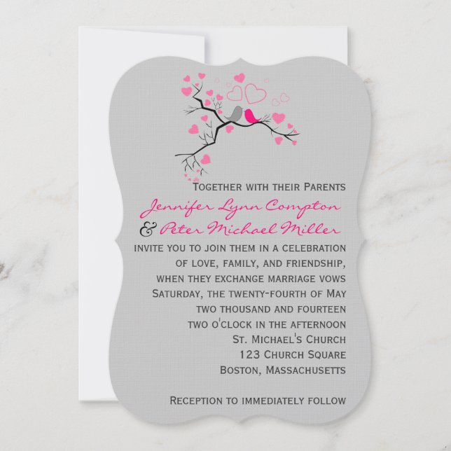 Birds in love wedding invitation. invitation (Front)