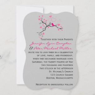 Birds in love wedding invitation. invitation