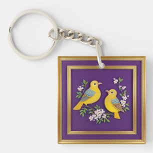 🕊️ Birds In Ornate Gold Frame For Gift 🕊️ Key Ring