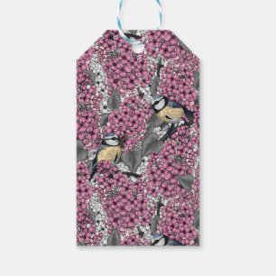Birds in pink lilac garden gift tags