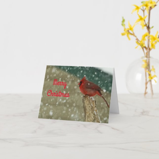 Birds in Snow Christmas Card (Yellow Flower)