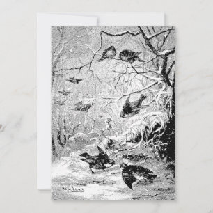 Birds In Snow Vintage Victorian Era 1889 Christmas Holiday Card
