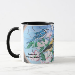 Birds in the backyard Hand Painted Art Mug