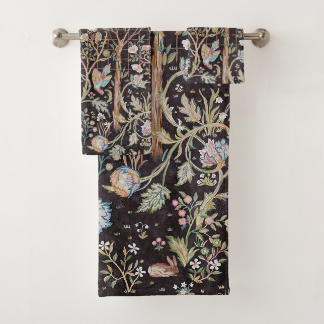 Birds in The Flower Garden, William Morris Bath Towel Set (Insitu)