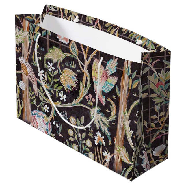 Birds in The Flower Garden, William Morris Large Gift Bag (Back Angled)