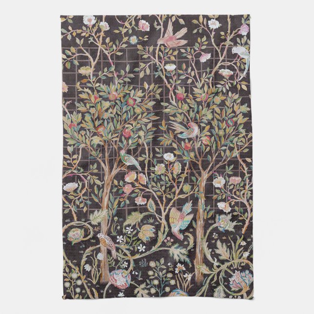 Birds in The Flower Garden, William Morris Tea Towel (Vertical)