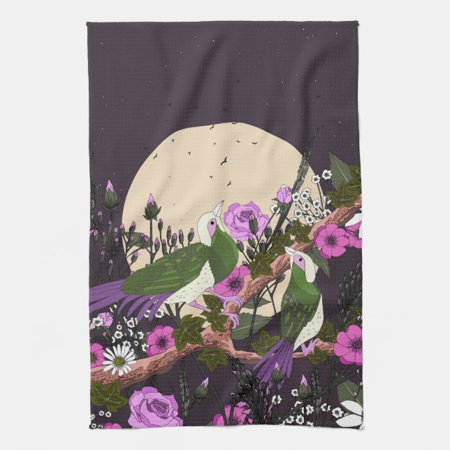 Birds In the Flowers Tea Towel (Vertical)