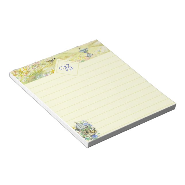 Birds in the garden notepad (Angled)