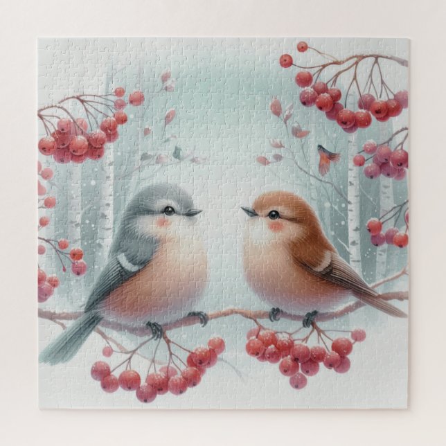 Birds in the rowan tree jigsaw puzzle (Vertical)