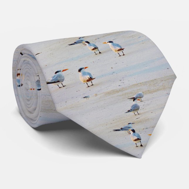 Birds in the Surf Tie (Rolled)