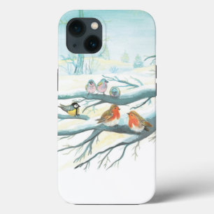Birds in the white snow winter iPhone 13 case