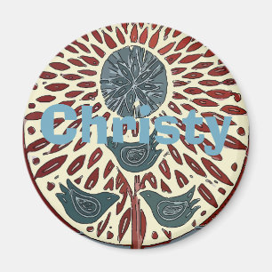 Birds In Tree Abstract,add names or text Magnet