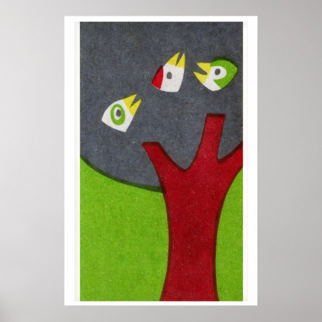 Birds in Tree - Matchbox Print - Aesthetic Wall (Front)