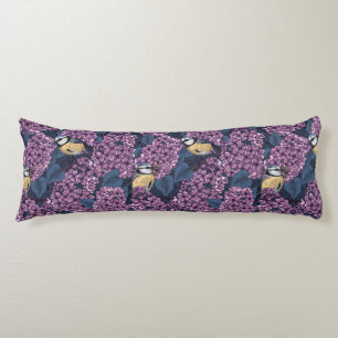 Birds in violet lilac garden body cushion
