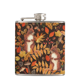 Birds in violet lilac garden hip flask