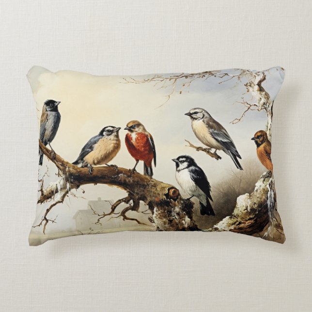 Birds in Winter Decorative Cushion (Front)