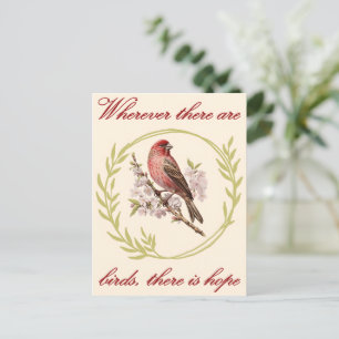 Birds Inspirational Quote, Bird Floral Wreath Postcard