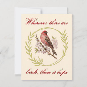 Birds Inspirational Quote, Bird Floral Wreath Thank You Card