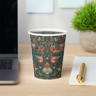 Birds Leaves Floral Vintage William Morris Pattern Paper Cups