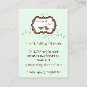 Birds Leaves Mint Chocolate Wedding Website Insert