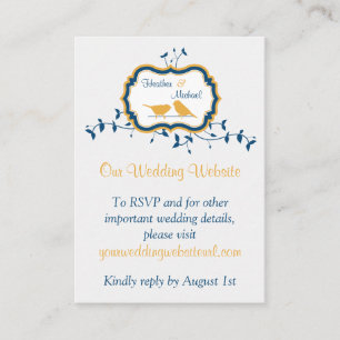 Birds Leaves Yellow Navy Wedding Website Insert
