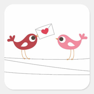 Birds Love Card Square Sticker