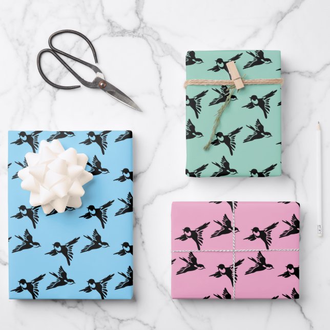 Birds LoveBirds Design Wrapping Paper Sheets (Front)