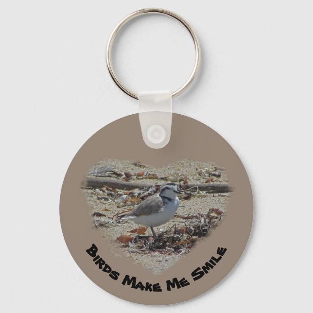 Birds Make Me Smile Snowy Plover Photo Coast Bird Key Ring (Front)