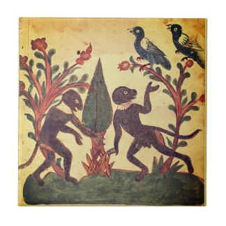 Birds Monkey Glow Worm Indian Renaissance Fable Tile