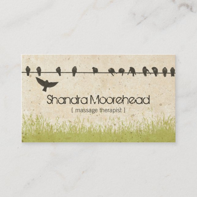 Birds Natural Massage Therapist Business Card (Front)