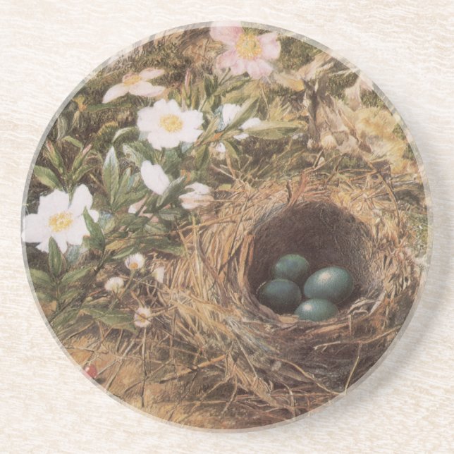 Bird's Nest and Dog Roses by John William Hill Coaster (Front)