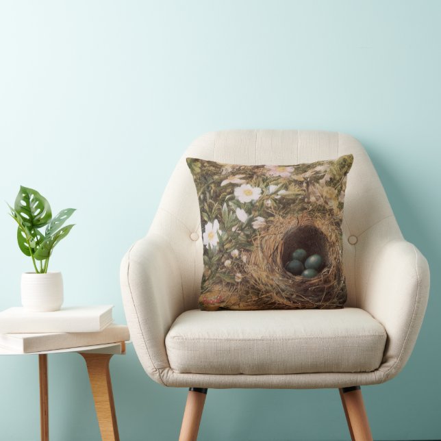 Bird's Nest and Dog Roses by John William Hill Cushion (Chair)