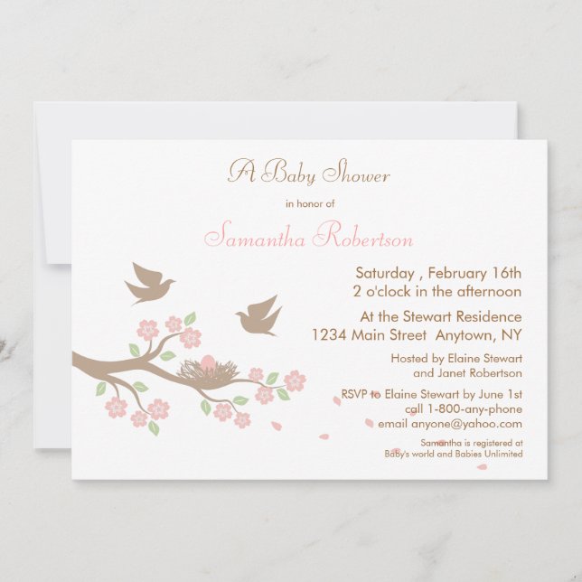 Birds Nest Baby Shower Invitation (Front)