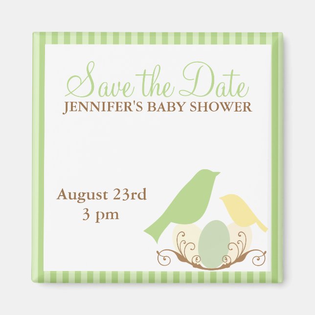 Birds Nest Baby Shower Save the Date magnets (Front)