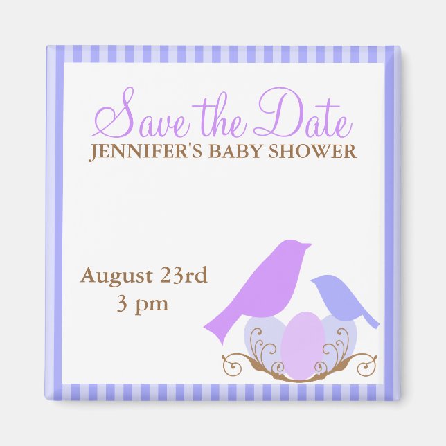 Birds Nest Baby Shower Save the Date magnets (Front)
