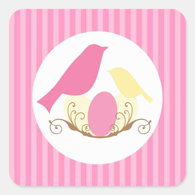 Birds Nest Baby Shower Square Sticker (Front)