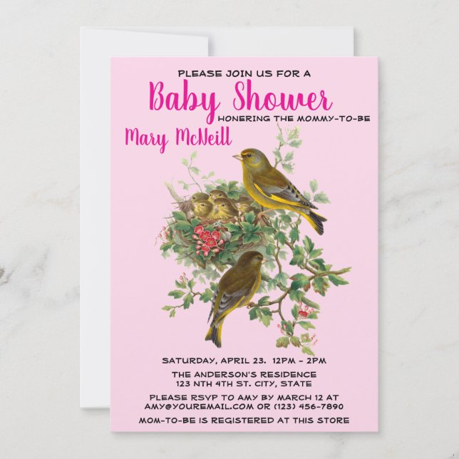 Bird's Nest Baby Shower Template (Front)