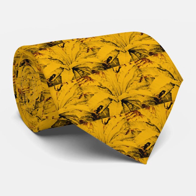 Bird's Nest Fern Necktie - Yellow (Rolled)
