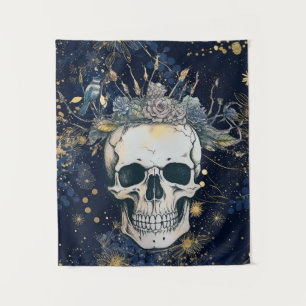 Bird's Nest Flower Crown Skull Tapestry