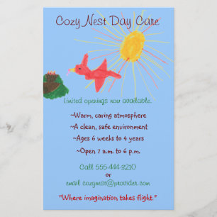 Bird's nest themed child care flyer