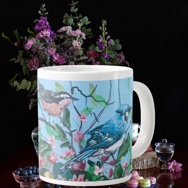 Birds New Collection Original Hand Painted Art  Large Coffee Mug (Creator Uploaded)