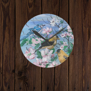 Birds New Collection Original Hand Painted Art Round Clock