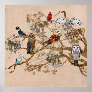 BIRDS OF A FEATHER BRANCH Poster