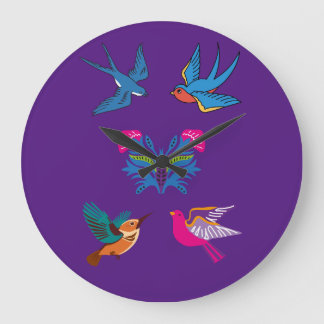 Birds of a Feather by Sharon Dawn Large Clock