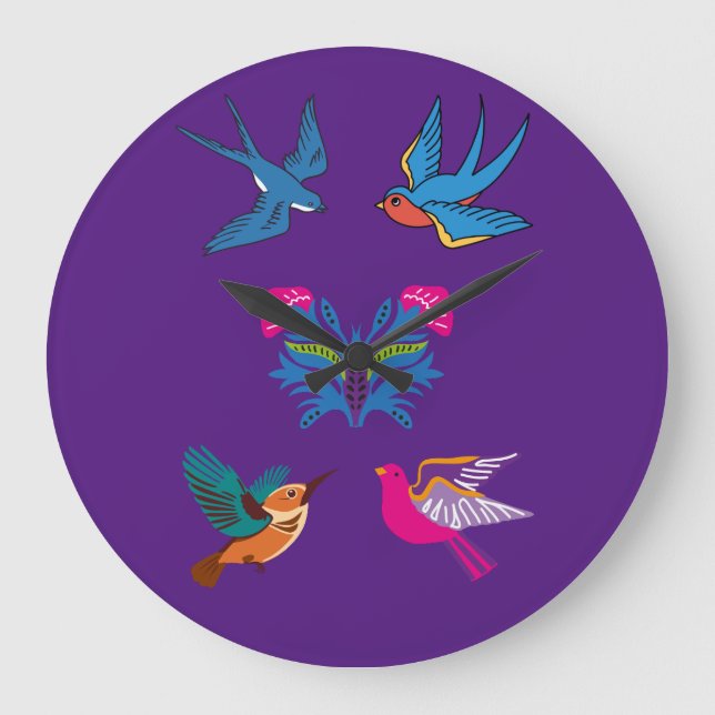 Birds of a Feather by Sharon Dawn Large Clock (Front)