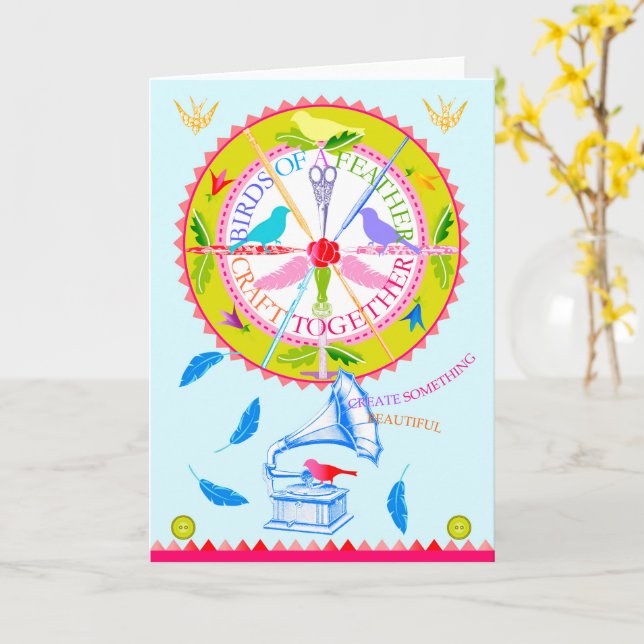 Birds of a Feather Craft Together Card 3 (Yellow Flower)