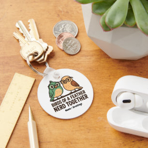 Birds of a Feather Nerd Together Funny Geeky Bird Key Ring