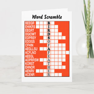 Birds of a Feather Word Scramble Card